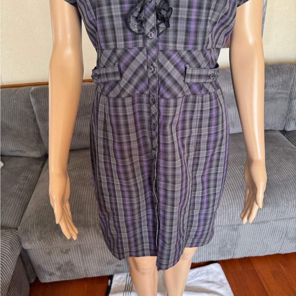 Dynamite Purple Checkered Mini Dress - Picture 4 of 13